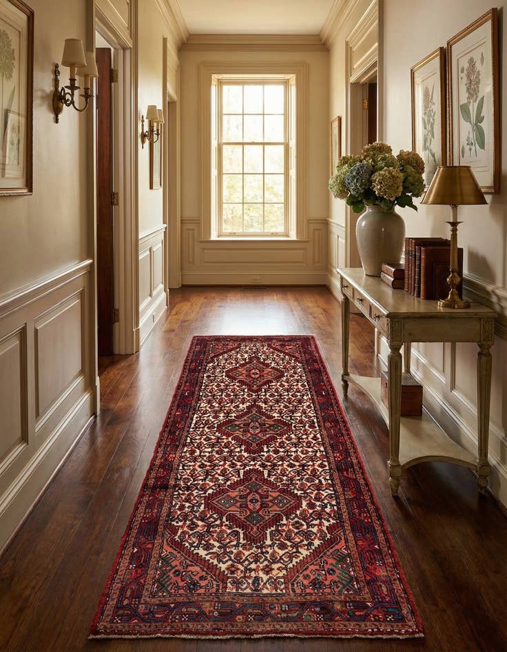 Detail image of 3' 8 x 10' 3 Hossainabad Wool Runner Rug