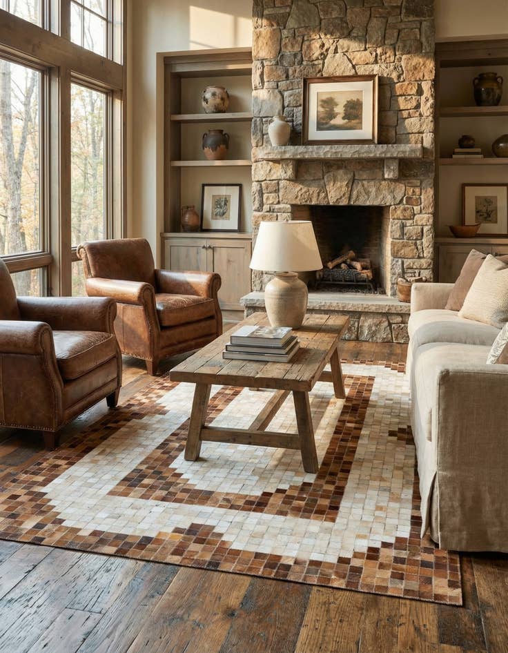 Detail image of 5' 1 x 7' 11 Cowhide Stocks Rug