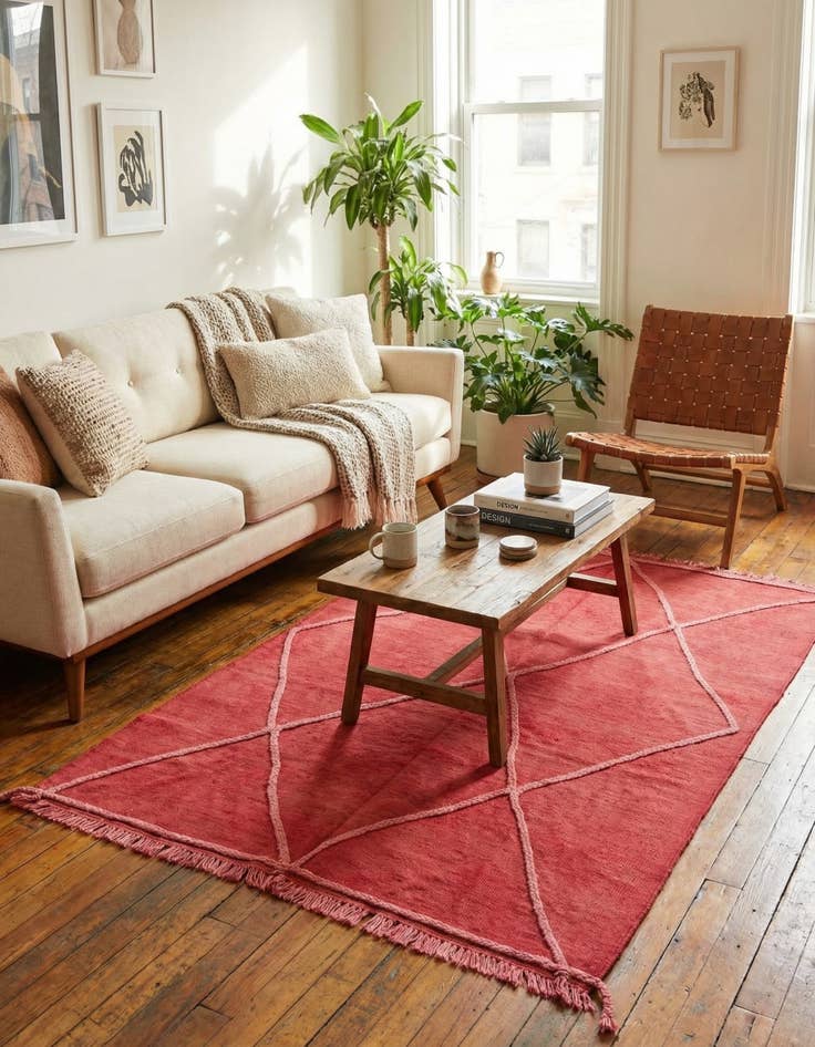 Detail image of 4' 2 x 5' 10  Hand Woven Kilim Modern Wool Rug