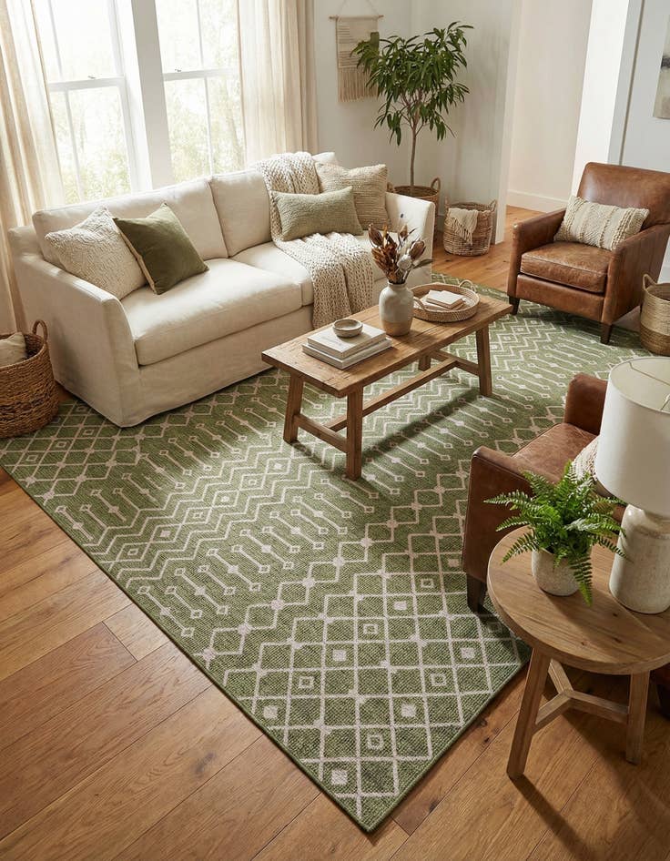 Detail image of 10' x 14'  Washable Trellis Indoor / Outdoor Rug
