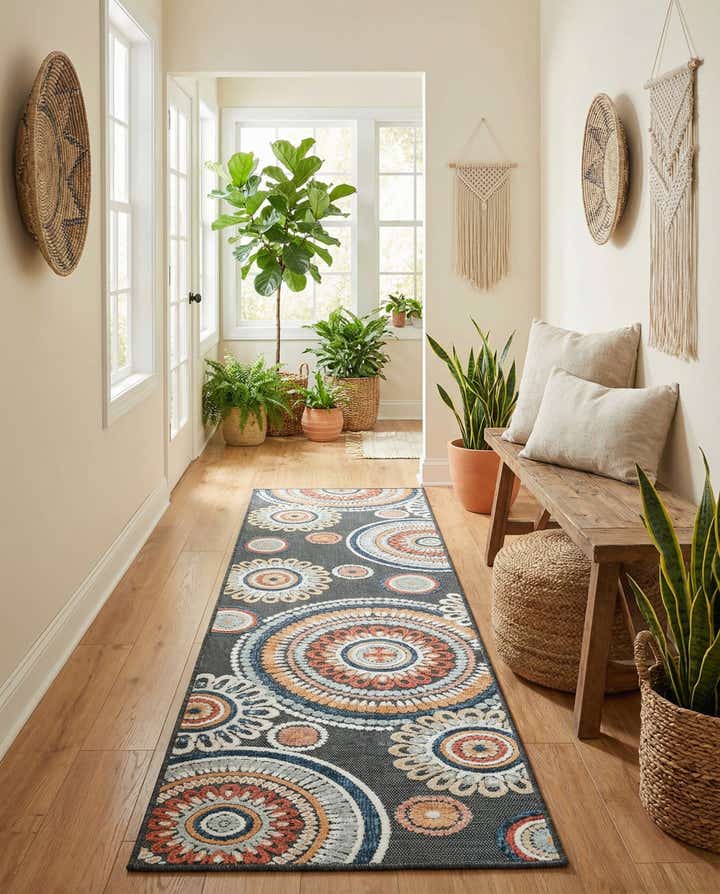2' 2 x 8' Easy-Clean Botanical Indoor / Outdoor Runner Rug