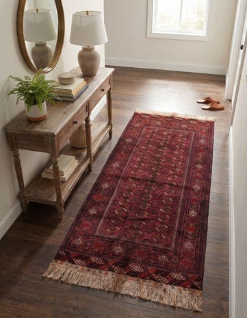 3' 11 x 6' 11 Hand Knotted Torkaman Oriental Wool Runner Rug