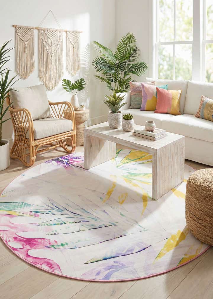 7' 10 x 7' 10 Easy-Clean Jill Zarin Caribbean Indoor / Outdoor Round Rug