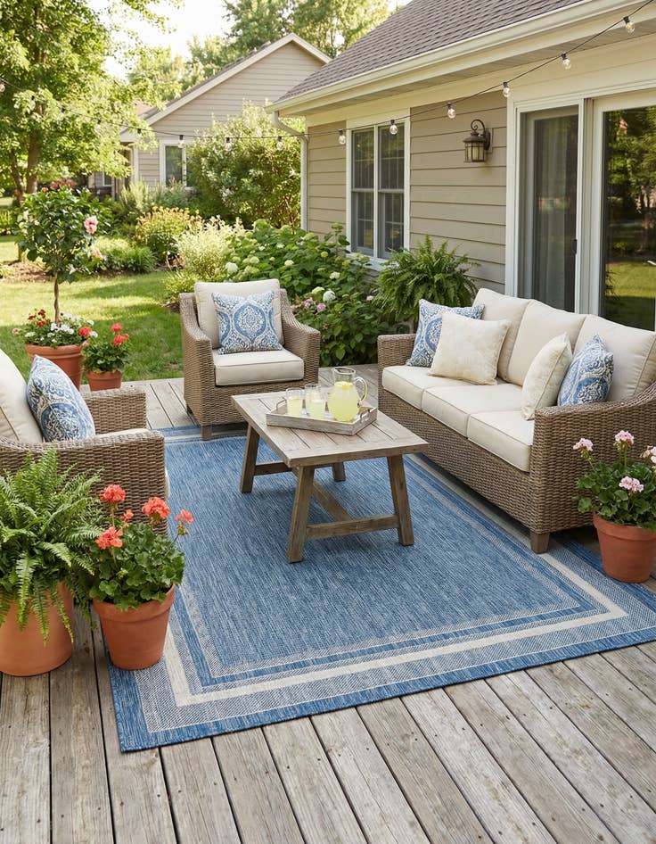 Detail image of 6' x 9'  Washable Border Indoor / Outdoor Rug