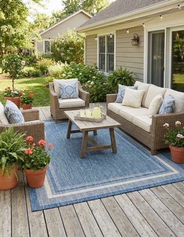 6' x 9' Easy-Clean Border Indoor / Outdoor Rug