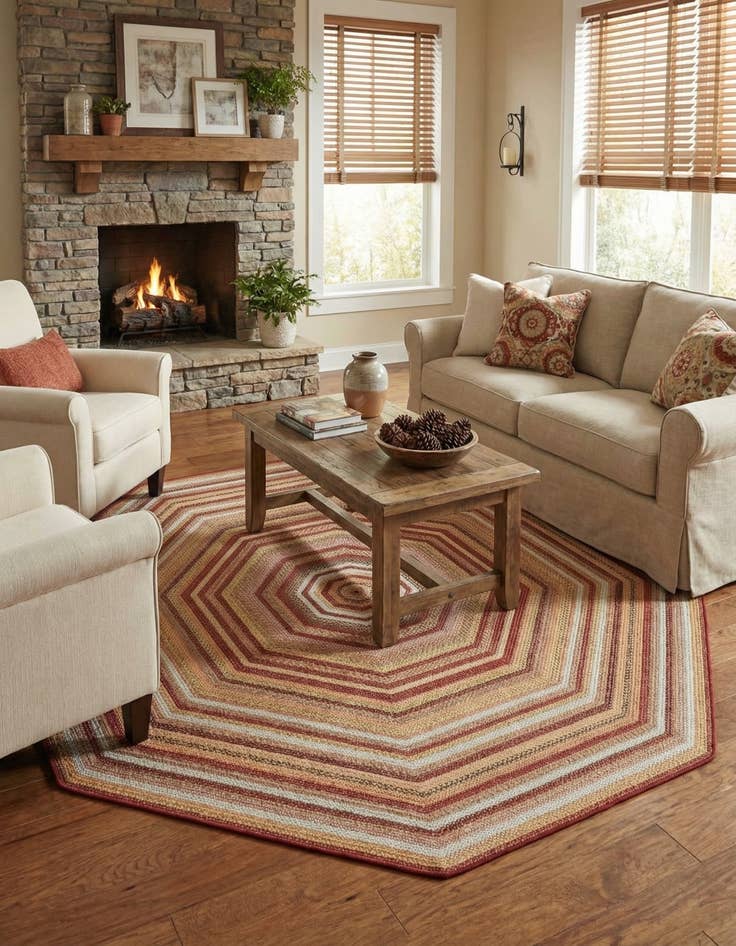 Detail image of 7' 10 x 7' 10  Washable Baja Indoor / Outdoor Octagon Rug