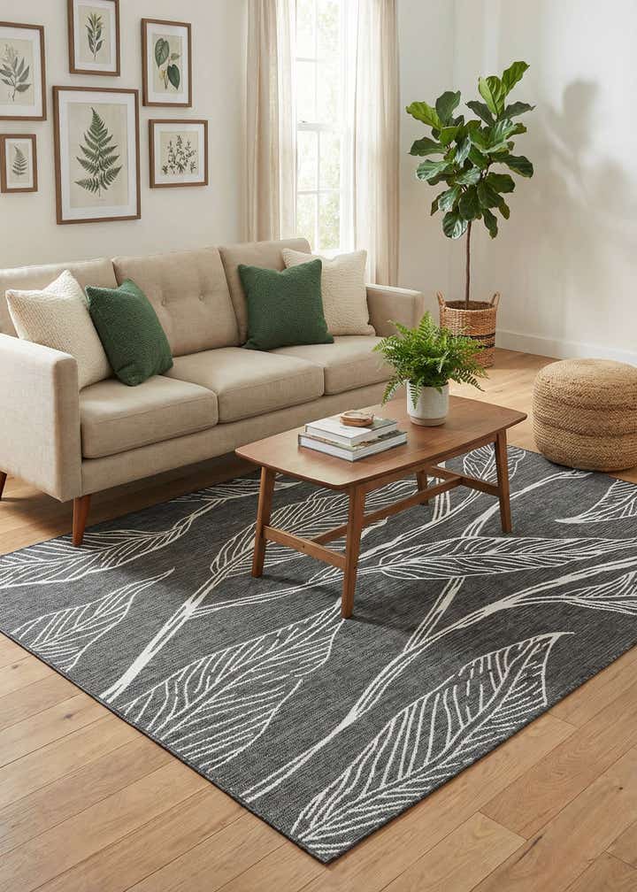 6' x 9' Easy-Clean Botanical Indoor / Outdoor Rug