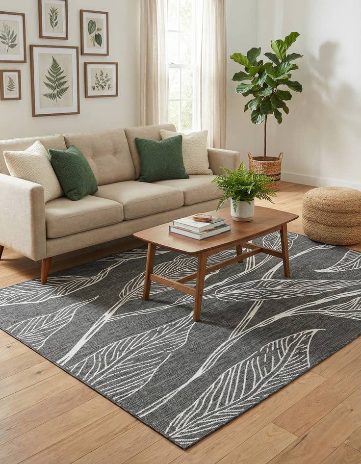 Detail image of 6' x 9' Easy-Clean Botanical Indoor / Outdoor Rug