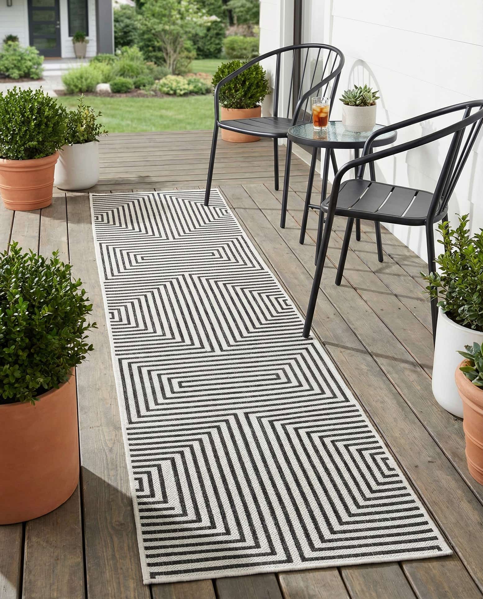 2' x 8' Easy-Clean Modern Indoor / Outdoor Runner Rug