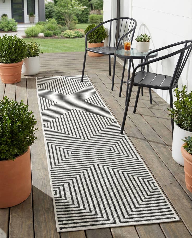 Detail image of 2' x 8' Easy-Clean Modern Indoor / Outdoor Runner Rug