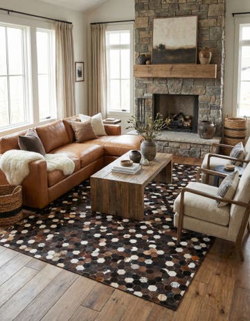 5' x 8' Cowhide Leather Rug