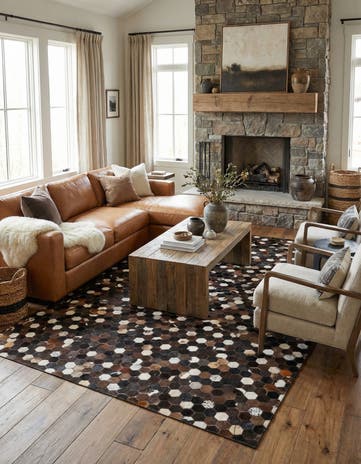 5' x 8' Cowhide Leather Rug