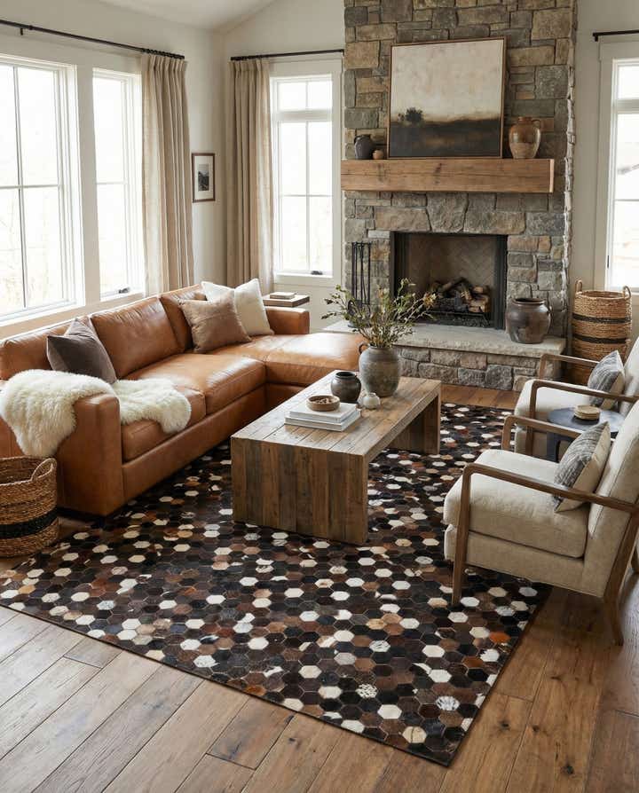 5' x 8' Cowhide Leather Rug