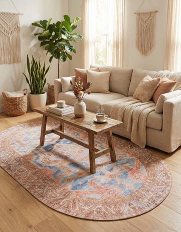 5' x 8' Washable Timeless Oval Rug