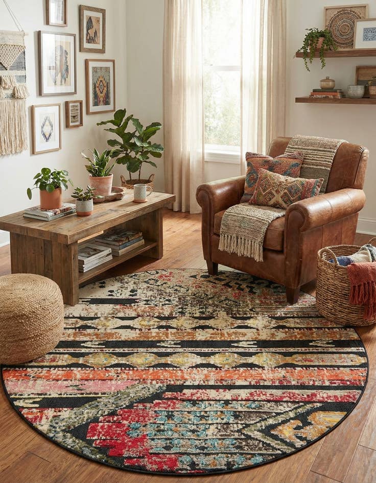 Detail image of 6' x 6' Easy-Clean Casablanca Indoor / Outdoor Round Rug