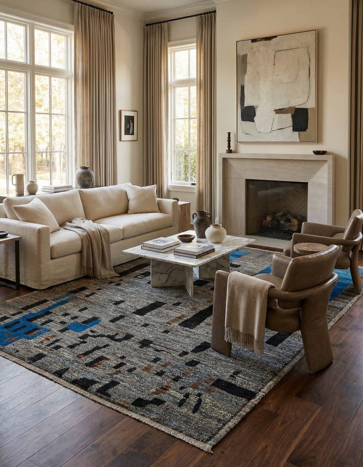 Detail image of  10' 4 x 14' 5  Hand Knotted Beni Marok Rug