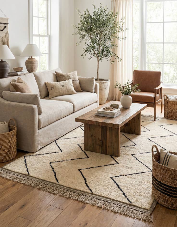 Detail image of 5' 4 x 8' 5  Hand Knotted Moroccan Wool Rug