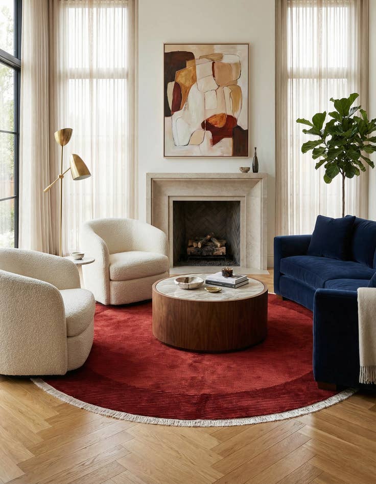 Detail image of 6' 6 x 6' 6  Hand Knotted Darya Wool Round Rug