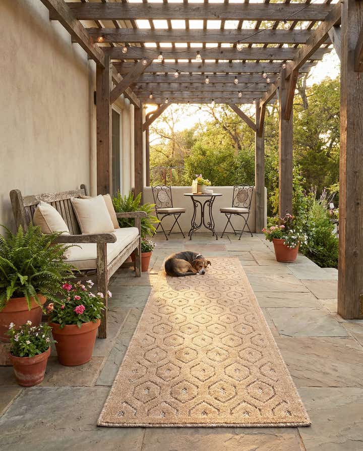 2' x 8' Easy-Clean Trellis Textured Indoor / Outdoor Runner Rug
