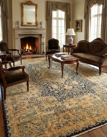9' 10 x 12' 8 Hand Knotted Kashmar Persian Wool Rug