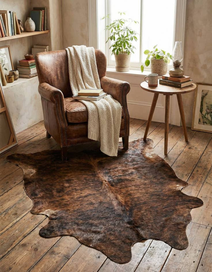 Detail image of 1' 6 x 2' 5 Cowhide Leather Rug