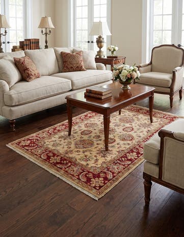 4' 2 x 6' 3 Hand Knotted Pershawar Ziegler Rug