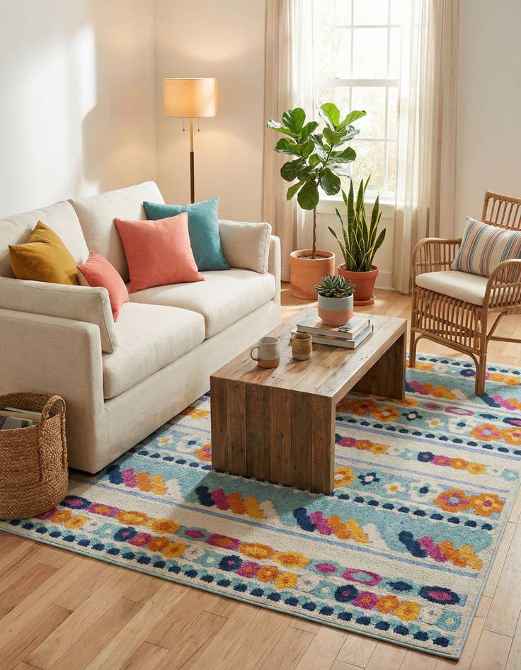 Detail image of 5' 3 x 5' 3  Washable Aruba Indoor / Outdoor Square Rug