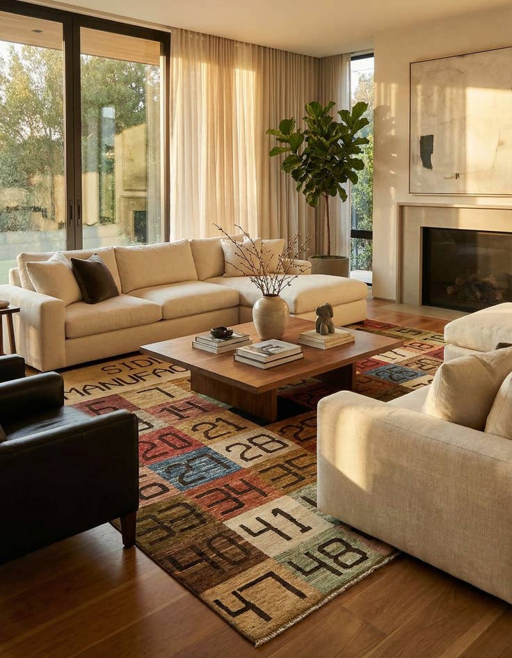 Detail image of 4' 10 x 6' 7 Hand Knotted Modern Ziegler Rug
