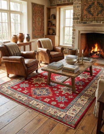6' 6 x 9' 9 Hand Knotted Kazak Rug