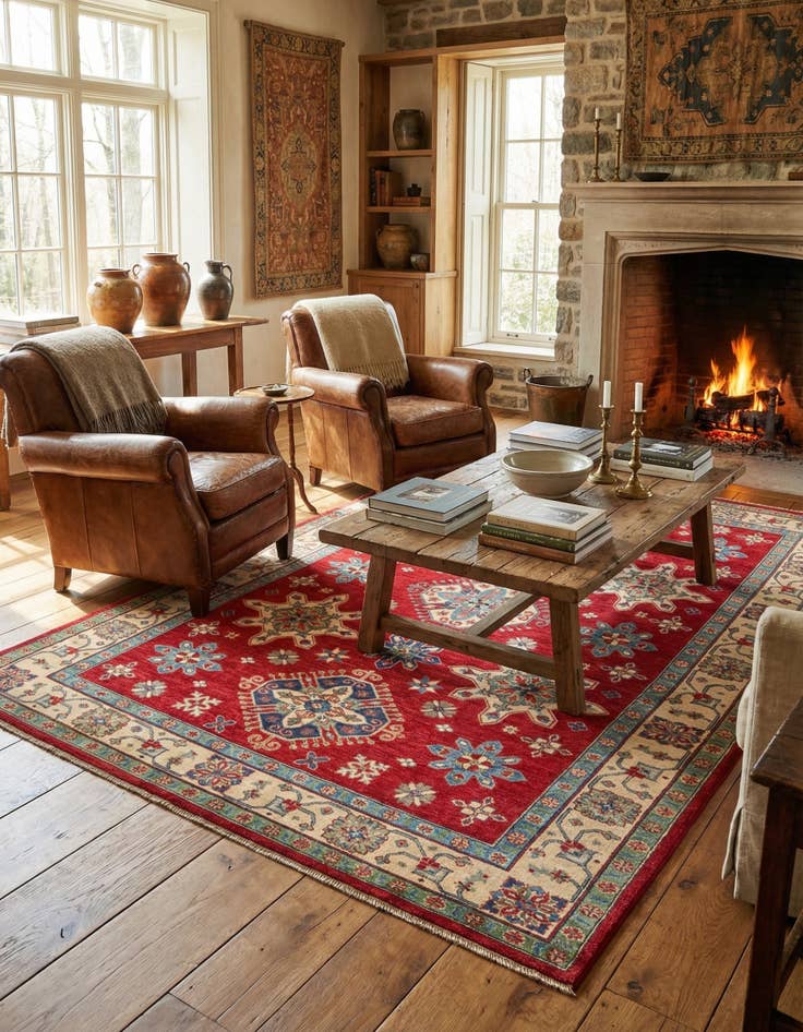 Detail image of  6' 6 x 9' 9  Hand Knotted Kazak Rug