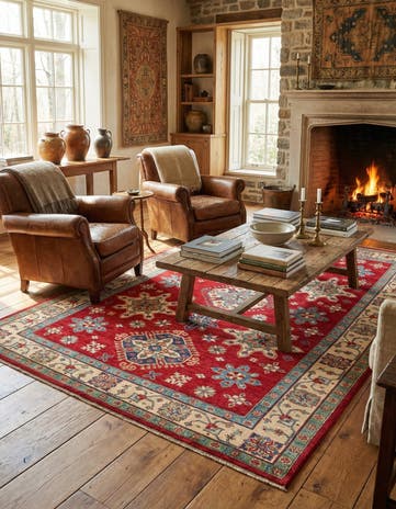 6' 6 x 9' 9 Hand Knotted Kazak Rug