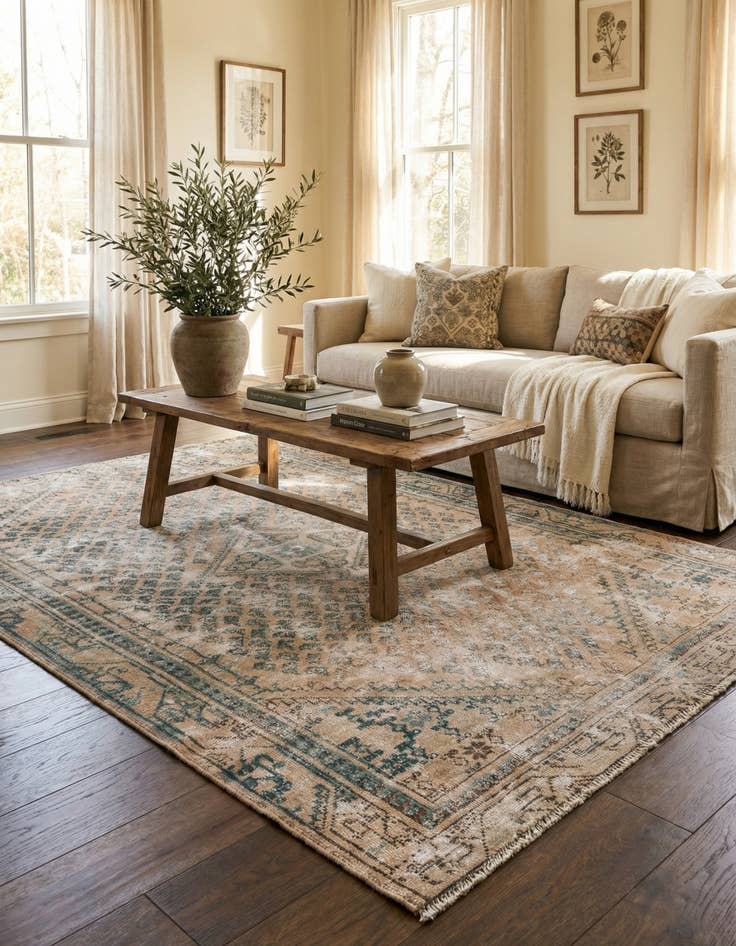 Detail image of 4' 2 x 6' 4  Hand Knotted Ultra Vintage Persian Wool Rug