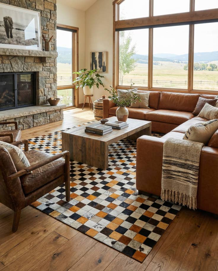 Detail image of 8' 1 x 9' 11 Cowhide - Patchwork Rug
