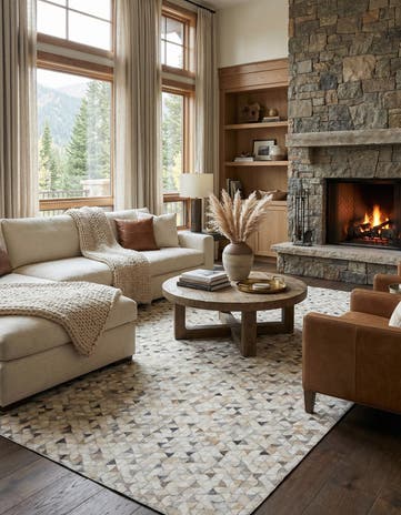 7' 10 x 9' 9 Cowhide Leather Rug