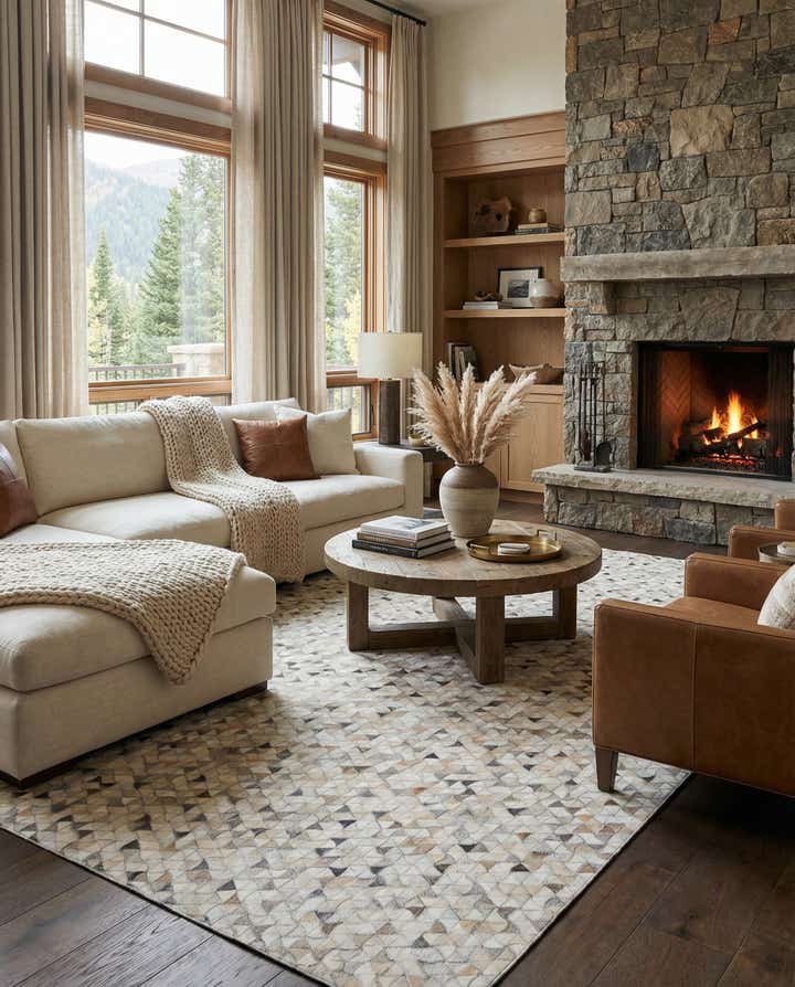 7' 10 x 9' 9 Cowhide Leather Rug