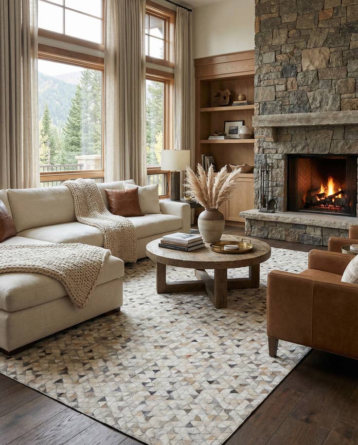 Detail image of 7' 10 x 9' 9 Cowhide Leather Rug