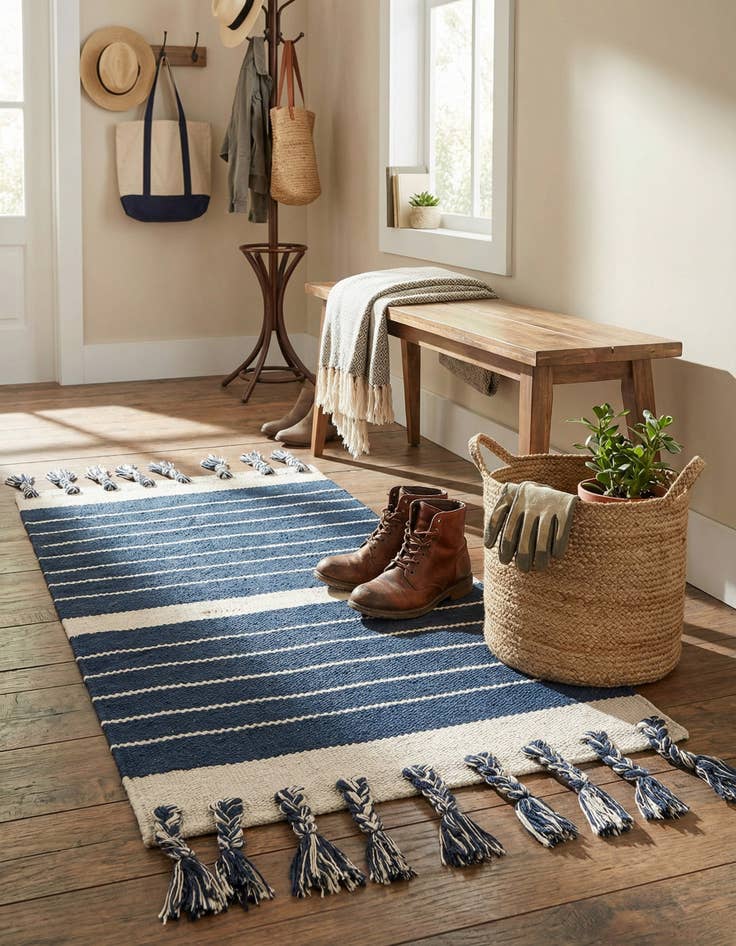 Detail image of  2' x 3' 1  Hand Woven Chindi Cotton Rug