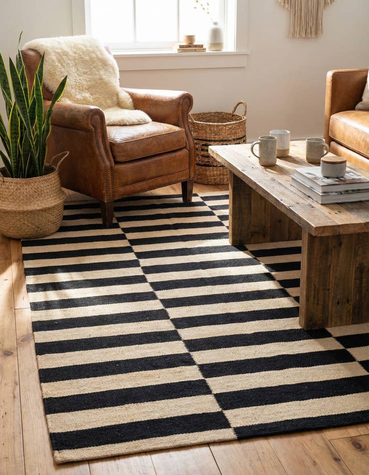 Detail image of 3' 4 x 4' 9  Hand Woven Kilim Modern Wool Rug