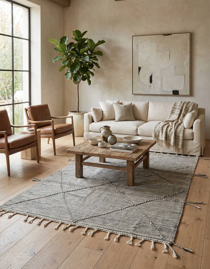 Detail image of 6' 4 x 10' Hand Knotted Moroccan Wool Rug