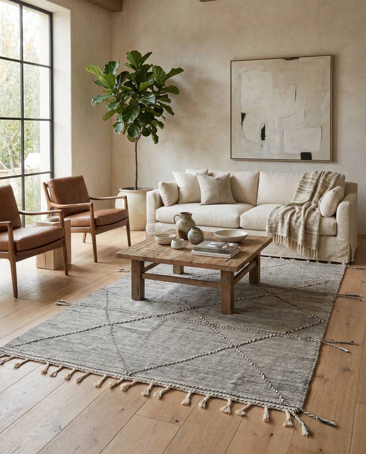 Detail image of 6' 4 x 10' Hand Knotted Moroccan Wool Rug