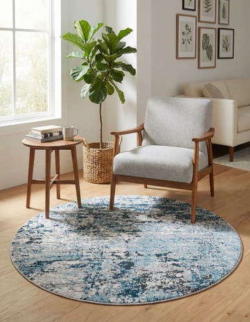 Blue Leipzig Round Rug