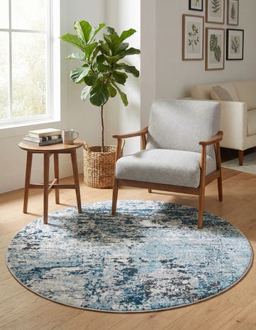 Blue Leipzig Round Rug
