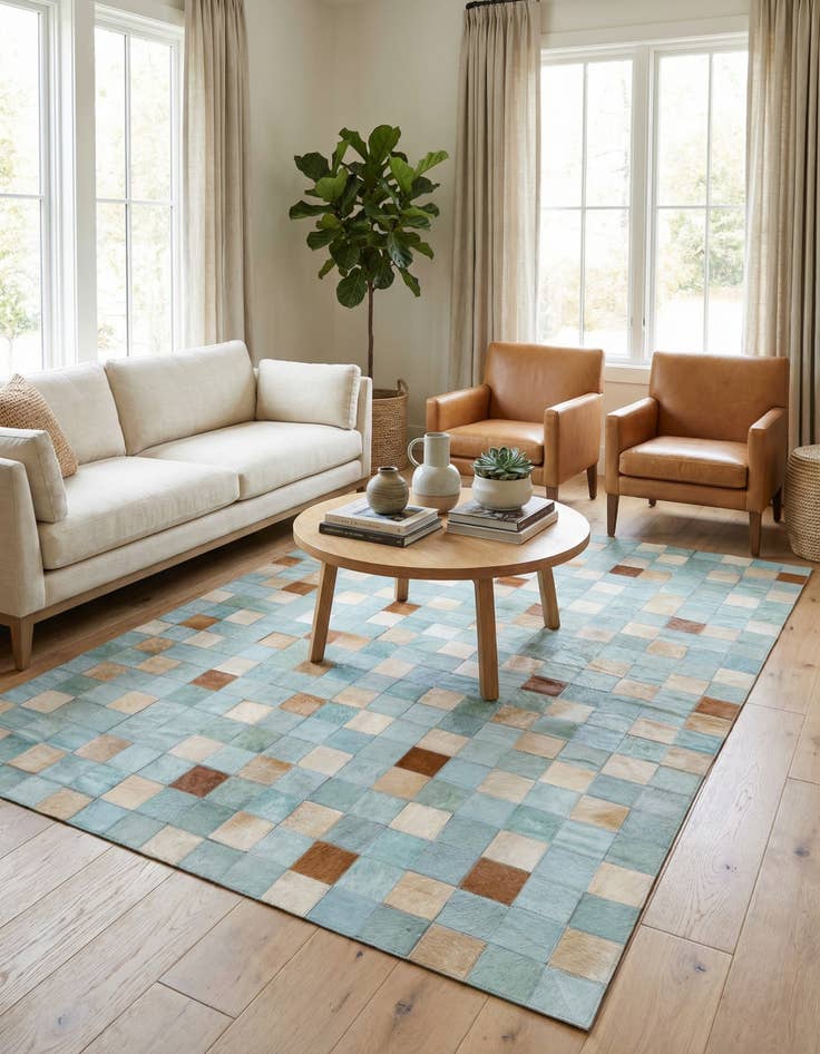 Detail image of 4' 10 x 6' 8 Cowhide Leather Rug