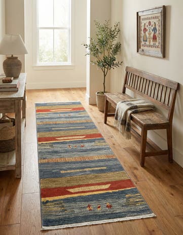 Blue Kashkuli Gabbeh Runner Rug