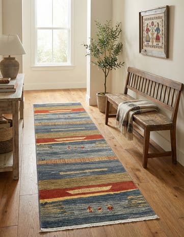Blue Kashkuli Gabbeh Runner Rug
