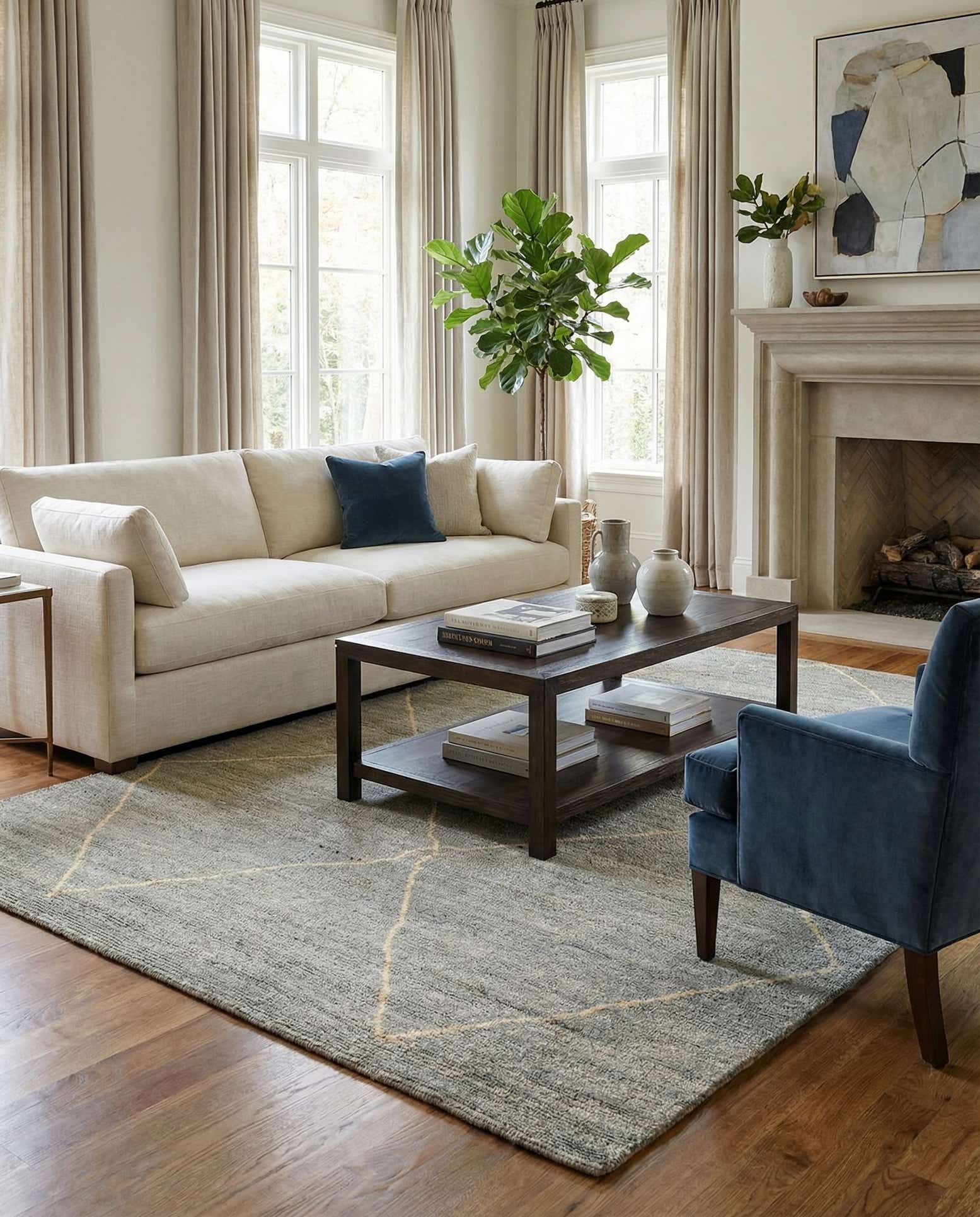 4' 7 x 6' 7 Hand Knotted Darya Wool Rug