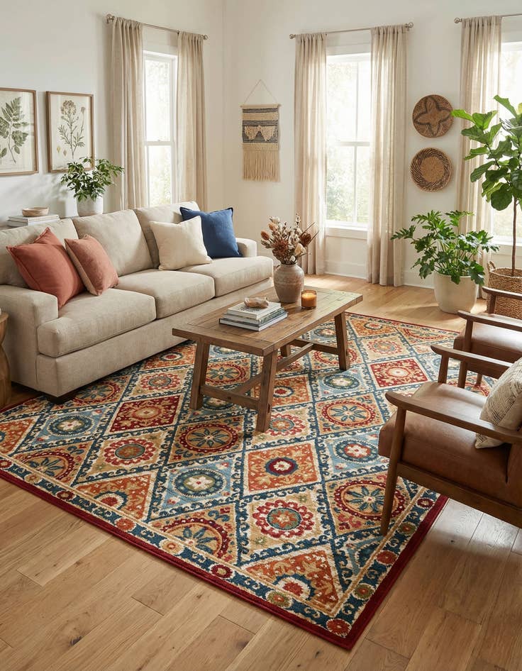 Detail image of  9' x 12'  Washable Modern Indoor / Outdoor Rug