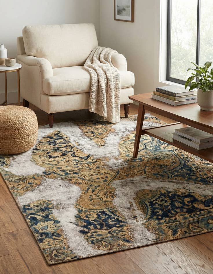 Detail image of  5' 4 x 6' 6  Hand Knotted Ultra Vintage Persian Wool Rug