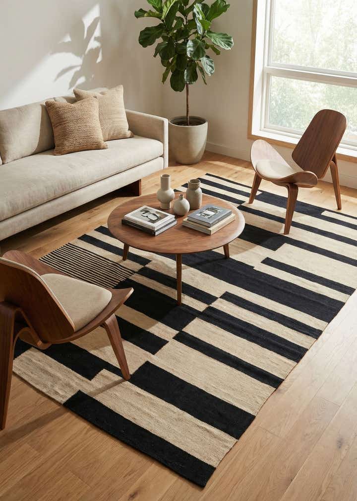 5' 7 x 7' 7 Hand Woven Kilim Modern Wool Rug