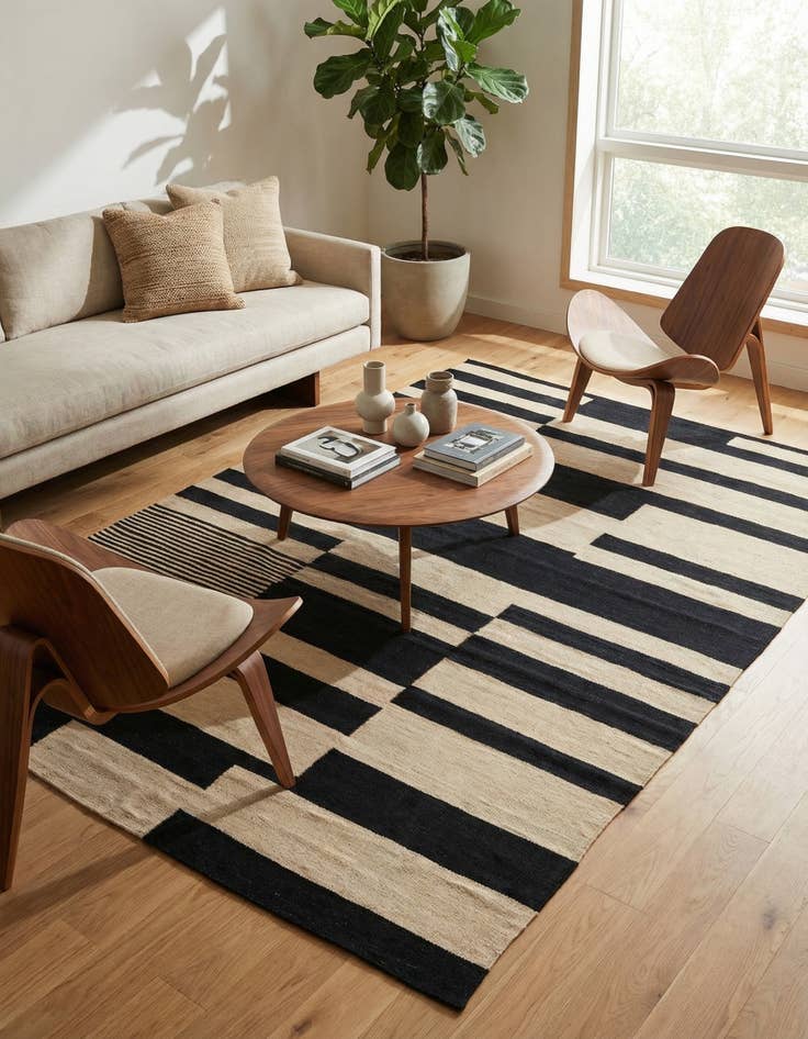 Detail image of 5' 7 x 7' 7  Hand Woven Kilim Modern Wool Rug